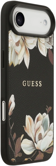 Панель Guess Grained Flowers Classic Logo MagSafe для Apple iPhone 17 Air Black (GUHMP17MPGNMPLMK) - зображення 4