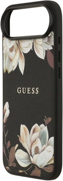 Панель Guess Grained Flowers Classic Logo MagSafe для Apple iPhone 17 Air Black (GUHMP17MPGNMPLMK) - зображення 5