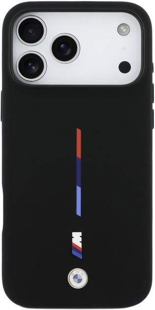 Панель BMW M Silicon Tricolor Line MagSafe для Apple iPhone 17 Pro Max Black (BMHMP17X25SITMIK) - зображення 3
