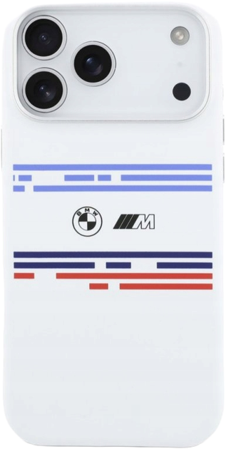 Панель BMW M Silicon Horizontal Line MagSafe для Apple iPhone 17 Pro Max White (BMHMP17X25SHOTSH) - зображення 2