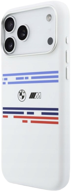 Панель BMW M Silicon Horizontal Line MagSafe для Apple iPhone 17 Pro White (BMHMP17L25SHOTSH) - зображення 5