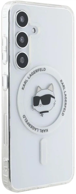 Панель Karl Lagerfeld Button Choupette Head Printed Logo MagSafe для Samsung Galaxy S25 Plus White (3666339449902) - зображення 4