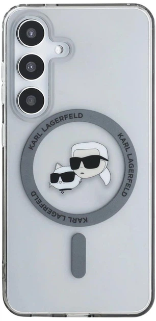 Панель Karl Lagerfeld Button Karl & Choupette Heads Printed Logo MagSafe для Samsung Galaxy S25 Black (3666339449957) - зображення 3