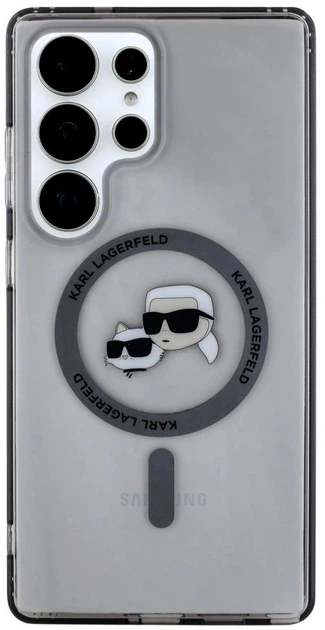 Панель Karl Lagerfeld Button Karl & Choupette Heads Printed Logo MagSafe для Samsung Galaxy S25 Ultra Black (3666339449971) - зображення 3