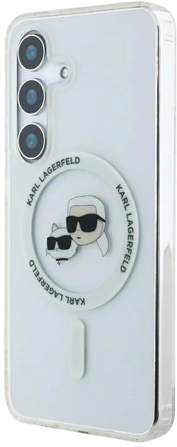 Панель Karl Lagerfeld Button Karl & Choupette Heads Printed Logo MagSafe для Samsung Galaxy S25 White (3666339449988) - зображення 2