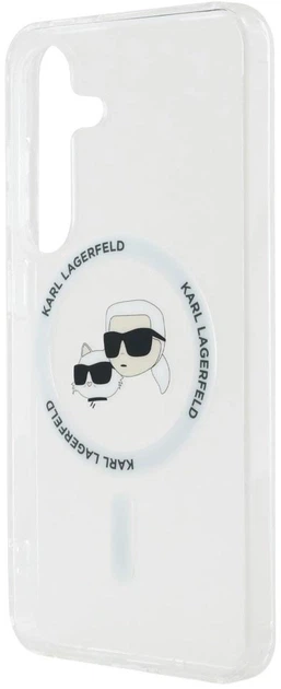 Панель Karl Lagerfeld Button Karl & Choupette Heads Printed Logo MagSafe для Samsung Galaxy S25 White (3666339449988) - зображення 5