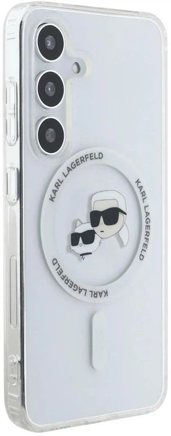 Панель Karl Lagerfeld Button Karl & Choupette Heads Printed Logo MagSafe для Samsung Galaxy S25 Plus White (3666339449995) - зображення 4