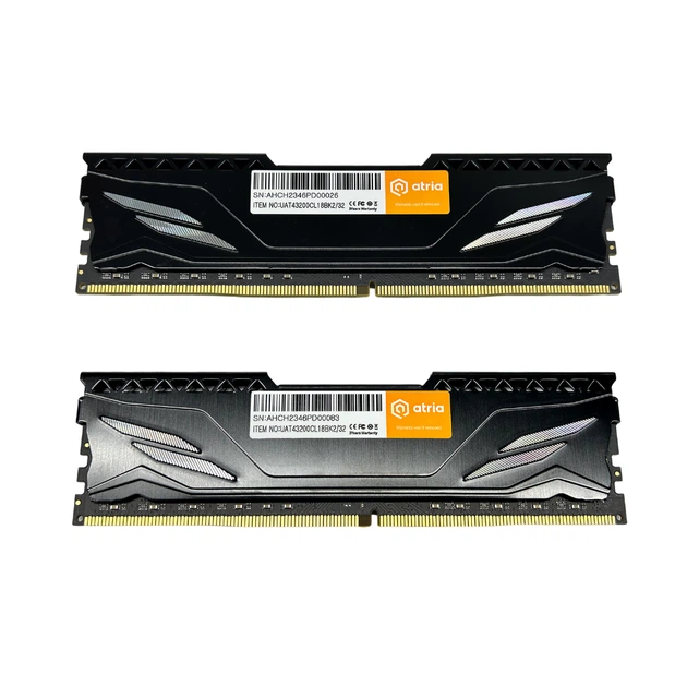 Память ATRIA DDR4 32GB (2x16GB) 3200Mhz Fly Black (UAT43200CL18BK2/32) - изображение 2