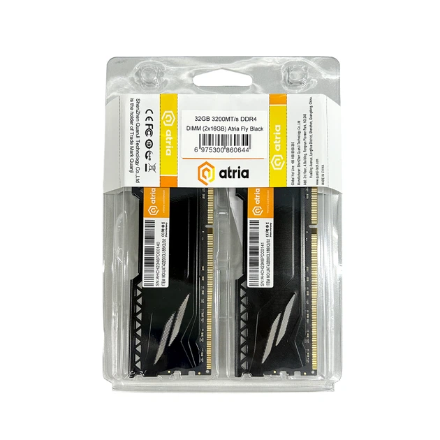 Память ATRIA DDR4 32GB (2x16GB) 3200Mhz Fly Black (UAT43200CL18BK2/32) - изображение 3