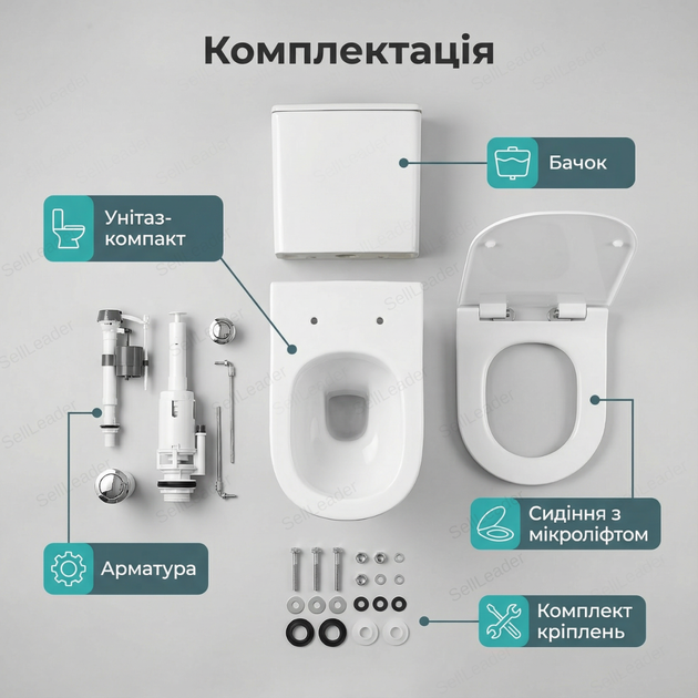 Унитаз компакт Insana Aton 65x34x77см горизонтальный бытовой напольный двойной смыв с бачком сиденьем - изображение 9