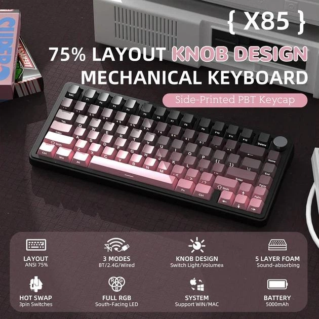 Ігрова механічна клавіатура ATTACK SHARK X85 Gradient - зображення 2