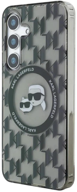 Etui Karl Lagerfeld Button Karl&Choupette Heads On KL Pattern MagSafe do Samsung Galaxy S25 Black (3666339450052) - obraz 2