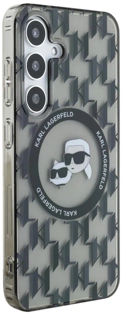 Etui Karl Lagerfeld Button Karl&Choupette Heads On KL Pattern MagSafe do Samsung Galaxy S25 Black (3666339450052) - obraz 3