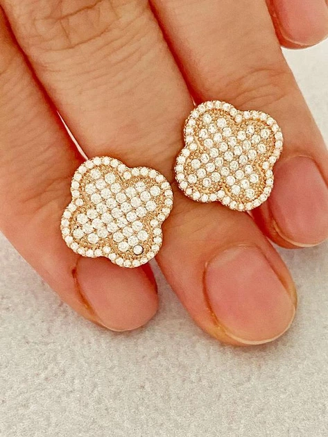 Позолочені сережки "Конюшина" позолота (10473) - Фото 2 Позолочені сережки "Конюшина" позолота (10473) - зображення 2