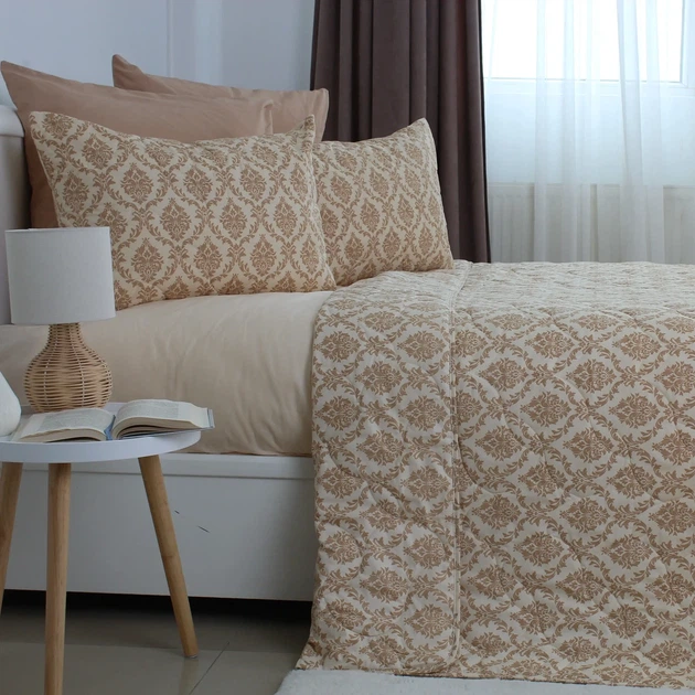 Покривало плед ТЕП ELEGANT COTTON Beige Fantasy 220×240 см євро, бавовна, стьобане, м’яке, Oeko-Tex 100 г/м² (4-04578_32780) - зображення 3