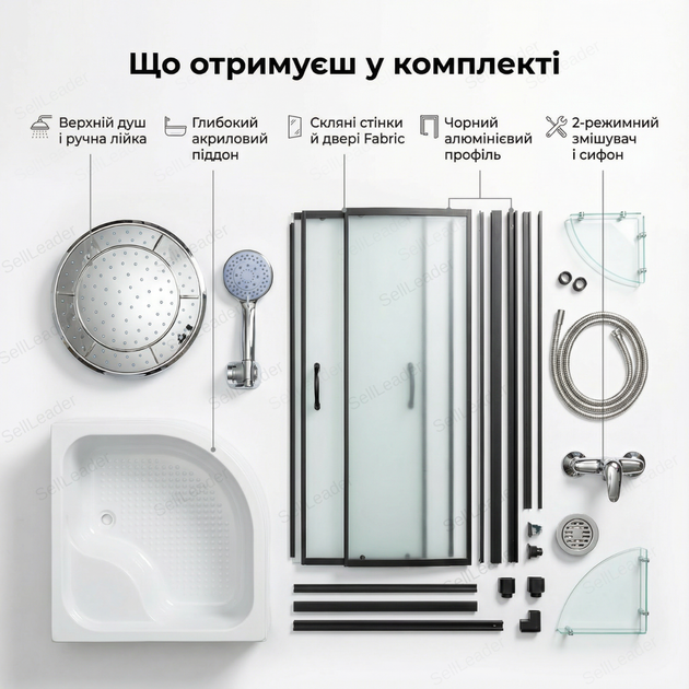 Гидромассажный бокс Vivia 90×90х217см глубокий поддон душевая кабина 4 мм стекло для ванной гидробокс спа - изображение 9