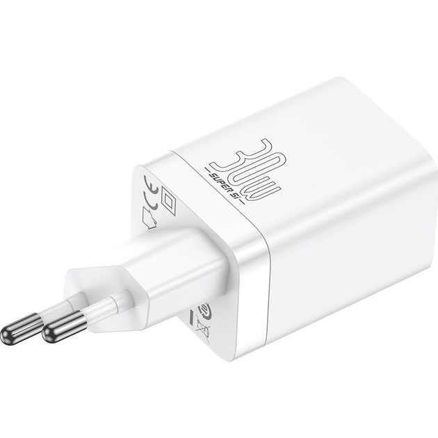 Сетевое зарядное устройство для Baseus Super Si Pro Quick Charger C+U 30W EU белый (CCSUPP-E02) - изображение 2