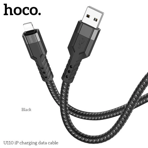 Кабель HOCO U110 charging data cable for Lightning/2,4A/1,2m чорний - зображення 3