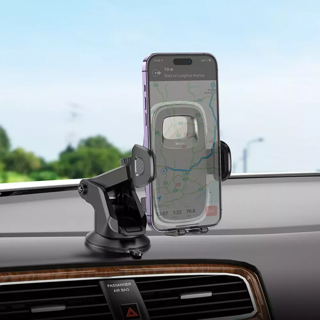Кріплення для телефону HOCO H15 Fair push-type car holder (center console) чорний - Фото 2 Кріплення для телефону HOCO H15 Fair push-type car holder (center console) чорний - зображення 2