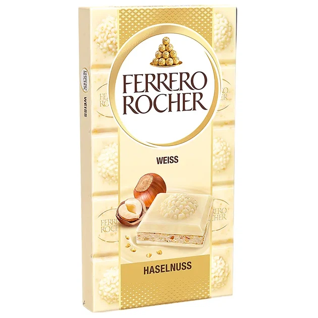 Шоколад білий Ferrero Rocher 90 г - Фото 1 Шоколад білий Ferrero Rocher 90 г - зображення 1