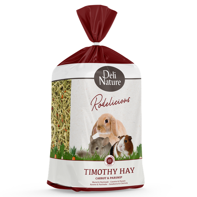Сено тимофеевки для грызунов Deli Nature Rodelicious Timothy Hay с морковью и пастернаком 600 г - Фото 1 Сено тимофеевки для грызунов Deli Nature Rodelicious Timothy Hay с морковью и пастернаком 600 г - изображение 1