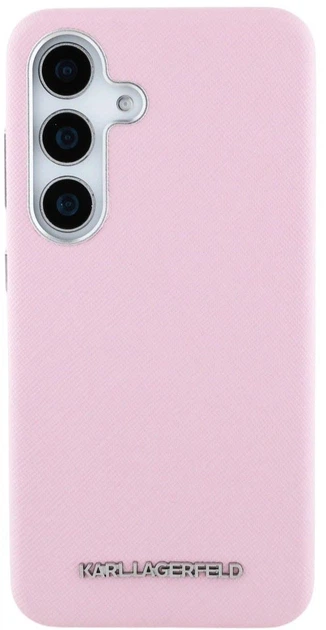 Панель Karl Lagerfeld Saffiano Full Wrapped Elongated Metal Logo MagSafe для Samsung Galaxy S25 Pink (3666339450267) - зображення 3