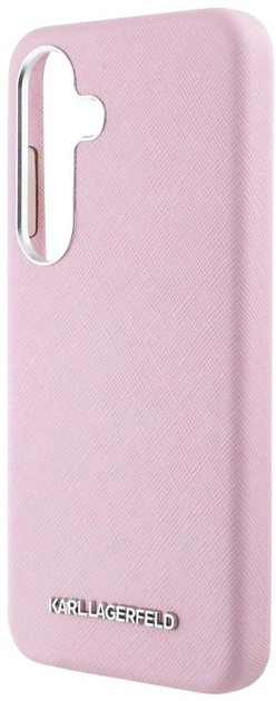 Панель Karl Lagerfeld Saffiano Full Wrapped Elongated Metal Logo MagSafe для Samsung Galaxy S25 Pink (3666339450267) - зображення 5