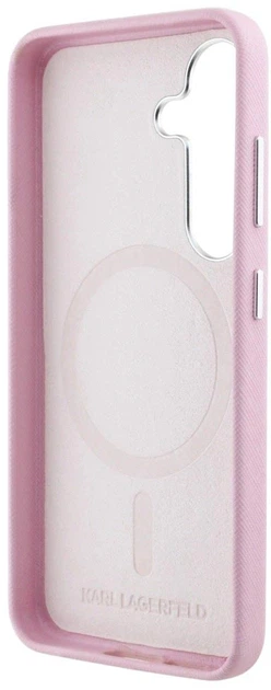 Панель Karl Lagerfeld Saffiano Full Wrapped Elongated Metal Logo MagSafe для Samsung Galaxy S25 Pink (3666339450267) - зображення 6