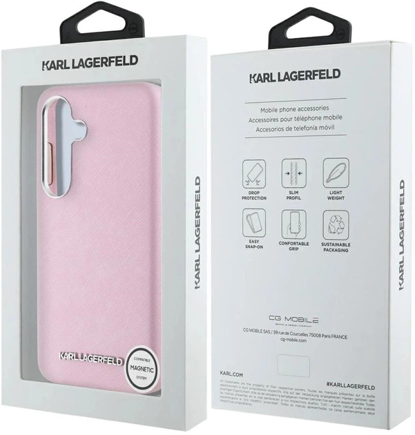 Панель Karl Lagerfeld Saffiano Full Wrapped Elongated Metal Logo MagSafe для Samsung Galaxy S25 Pink (3666339450267) - зображення 8