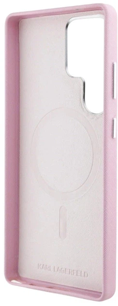 Панель Karl Lagerfeld Saffiano Full Wrapped Elongated Metal Logo MagSafe для Samsung Galaxy S25 Ultra Pink (3666339450281) - зображення 6