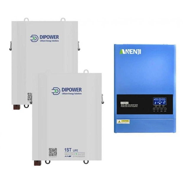 Комплект резервного живлення Anenji 6,2кВт інвертор з WiFi +2 акумулятори 48V/120Ah Dipower 12кВт/г ємність - Фото 1 Комплект резервного живлення Anenji 6,2кВт інвертор з WiFi +2 акумулятори 48V/120Ah Dipower 12кВт/г ємність - изображение 1
