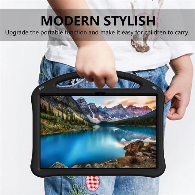 Чохол - накладка Kids with Stand для Samsung Galaxy Tab S10 FE+ з ручкою black - зображення 2