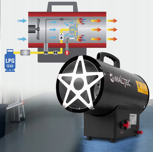 Газовый тепловентилятор Maltec 25 кВт со шлангом и редуктором для обогрева больших помещений - изображение 9