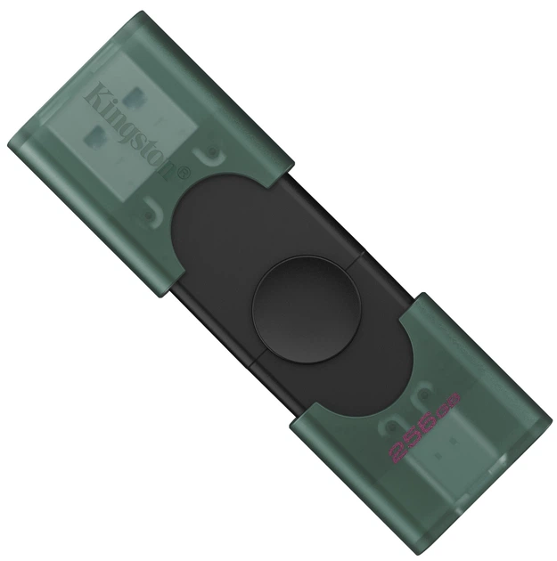USB флеш накопитель Kingston 256GB DataTraveler Duo USB 3.2 / Type-C Black/Green (DTDEG2/256GB) - Фото 2 USB флеш накопитель Kingston 256GB DataTraveler Duo USB 3.2 / Type-C Black/Green (DTDEG2/256GB) - изображение 2