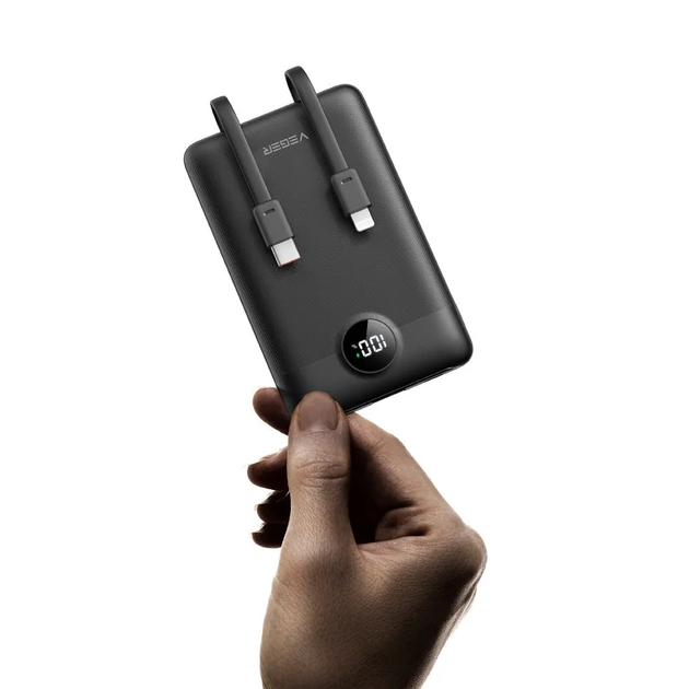 Зовнішній аккумулятор VEGER 10000 mAh with built-in cables - зображення 4