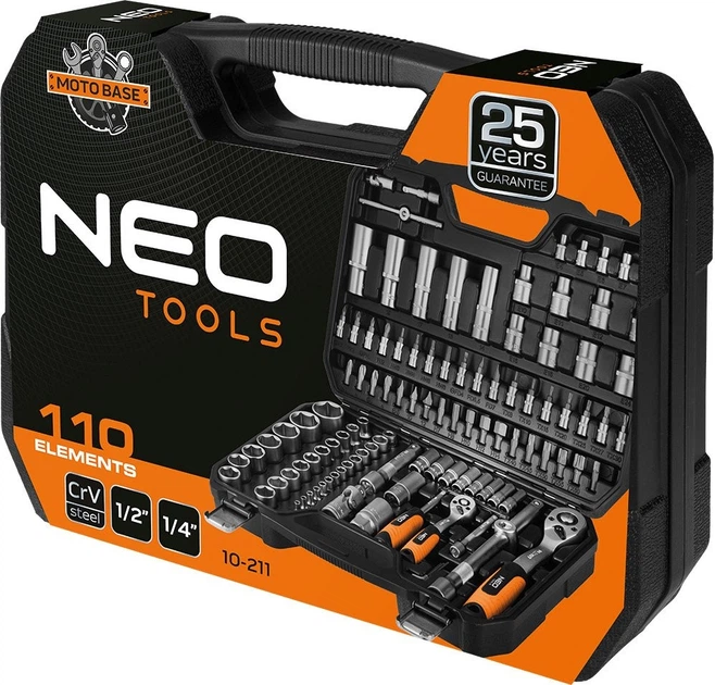 Набір торцевих насадок NEO Tools 1/2" 1/4" 110 шт. 10-211 (5907558433692) - зображення 6