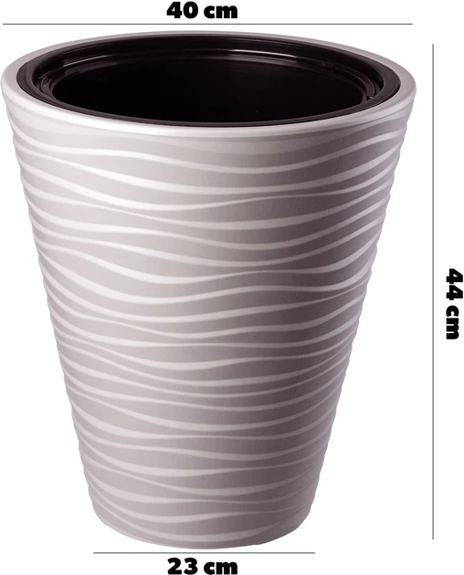 Круглий квітковий горщик Kadax Temara 40 см Сіро-бежевий (K4376) - зображення 5