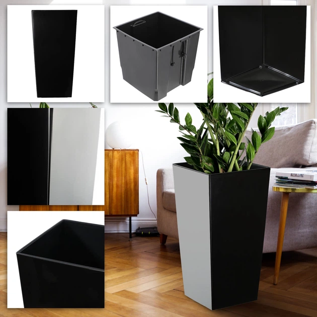 Donice na kwiaty z wkładem Kadax Masiera K8048 19 cm + 25 cm + 30 cm Czarne - obraz 5