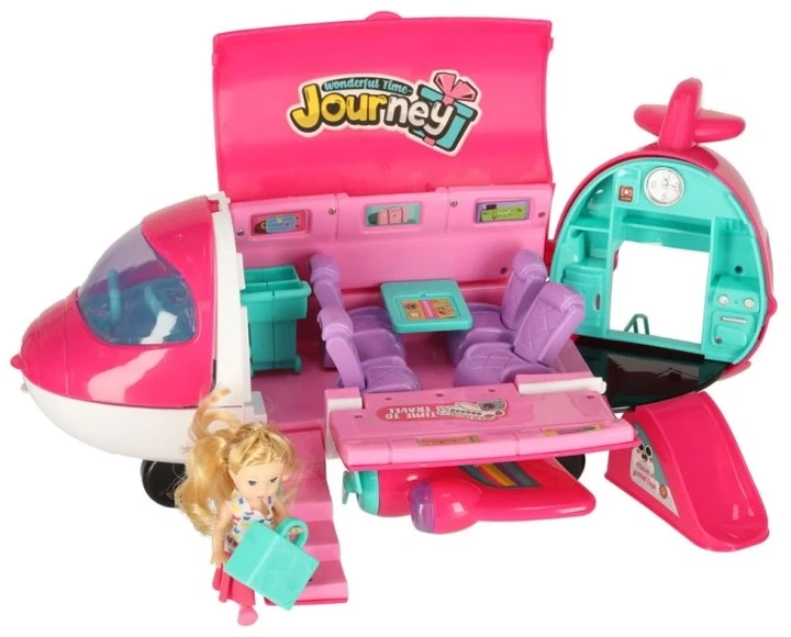 Літак для ляльок пасажирський Fun Plain 2в1 розкладний з аксесуарами Рожевий (5903039767720) - зображення 2