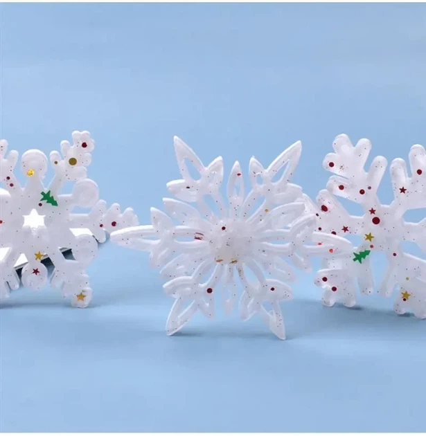 Форма для эпоксидной смолы Finding Молд силиконовый снежинки 3 вида елочные украшения игрушки Белый 23 см х 8.8 см P006-31 - изображение 4