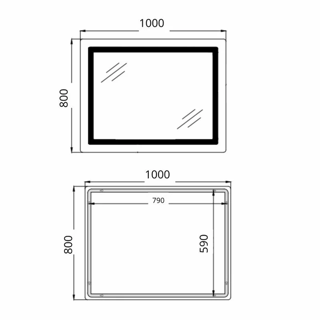 Зеркало Qtap Cardinal (CA2) 1000х800 с LED-подсветкой Touch, с антизапотеванием, с диммером, рег. темп цвета (3000-6500K) - изображение 2