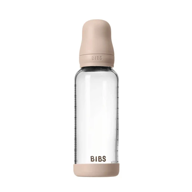 Пляшечка для годування BIBS Glass Bottle Round Silicone 240ml Medium Flow, Blush - изображение 2