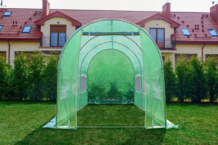 Садовая теплица парник 7 м² (3.5х2х2 м) армированная пленка UV-4 оцинкованный каркас Зеленая - изображение 8