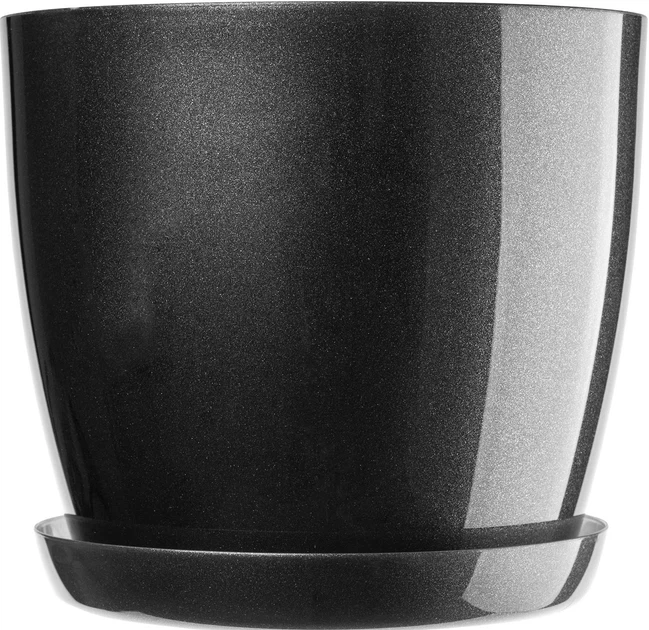 Doniczka na kwiaty z podstawką Kadax Agen 20 cm 3 szt. Grafitowa (K10593) - obraz 5