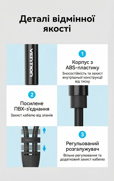 Кабель-переходник Vention 3.5 мм - 2x 3.5 мм 1 м разветвитель для гарнитуры Audio + Mic, OMTP/CTIA Черный (BHDBF) - Фото 12 Кабель-переходник Vention 3.5 мм - 2x 3.5 мм 1 м разветвитель для гарнитуры Audio + Mic, OMTP/CTIA Черный (BHDBF) - изображение 12
