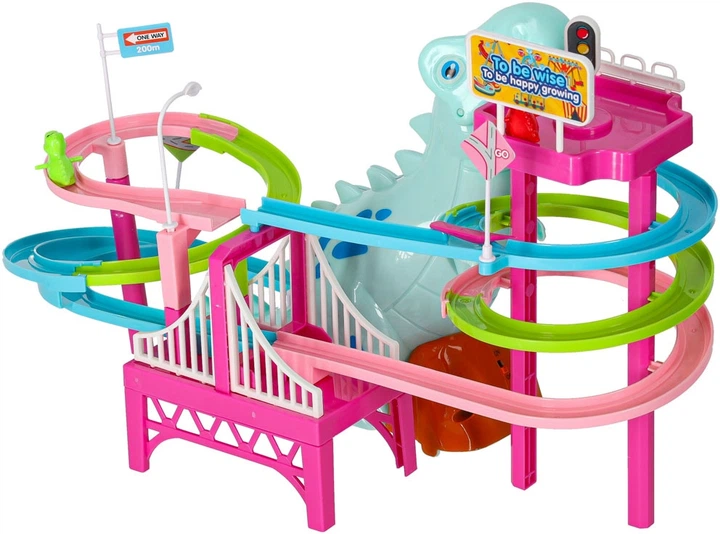 Tor wyścigowy KIK Dinozaur zjeżdżalnia ruchome schody LED dźwięk (5903039719170) - obraz 2