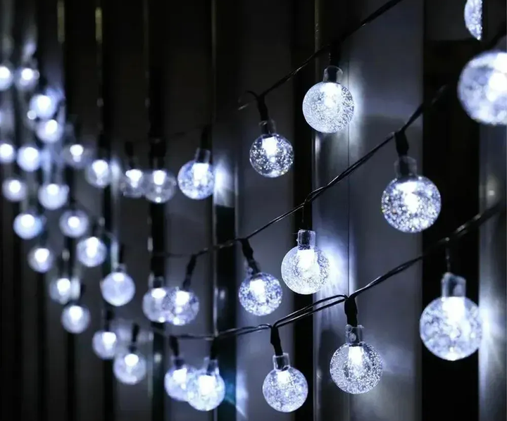Гірлянда Лампочки кульки від сонячної панелі, вулична 20м, 100LED, Холодний білий (L) - зображення 3