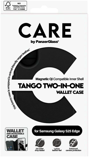 Чохол-книжка PanzerGlass Feature Tango 2w1 Wallet для Samsung Galaxy S25 Edge Black (5715685025501) - зображення 4