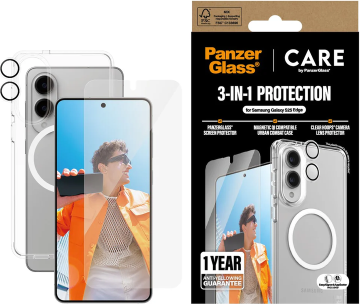 Панель PanzerGlass Flagship MagSafe 3in1 для Samsung Galaxy S25 Edge Transparent (5715685025983) - зображення 3