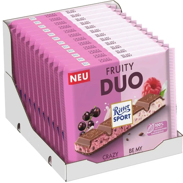 Шоколад Ritter Sport Fruity Duo Ріттер Спорт чорна смородина та малина 218 г - Фото 4 Шоколад Ritter Sport Fruity Duo Ріттер Спорт чорна смородина та малина 218 г - зображення 4